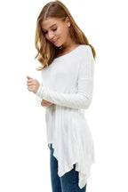 Women's Long-Sleeve Asymmetrical Hem Top - SJB-DIAMOND ELITES