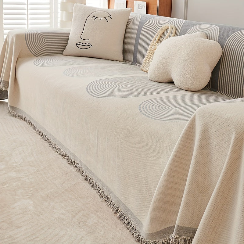 1pc Chenille Integrated Sofa Cover Blanket Bohemian Household Bedroom Living Room Sofa Decorative Throw Blanket Couch Cover Blanket, Shenyl, Integrated, Bohemian, Blanket Lootquake LLC