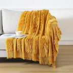 1pc Cozy Chunky Knit Throw Blanket with Tassels - Plush, Lightweight, and Unique Home Decor Accent for Couch, Bed, or Sofa Lootquake LLC
