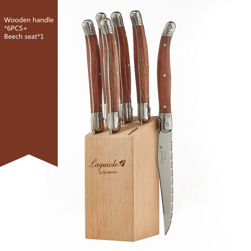Stainless Steel Rosewood Wooden Handle Western Knife Steak Knife And Fork Set Pi-Mart