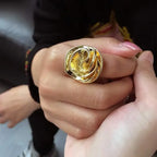 Creative Irregular Flower Ring Copper 18K Gold Women's