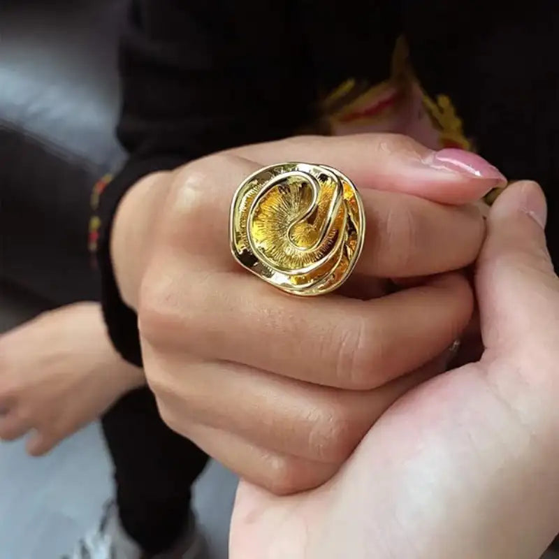 Creative Irregular Flower Ring Copper 18K Gold Women's