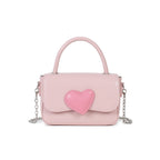 Cute contrasting peach heart tote bag, pink love handbag, simple and versatile small square bag, fashionable shoulder crossbody bag - SJB-DIAMOND ELITES