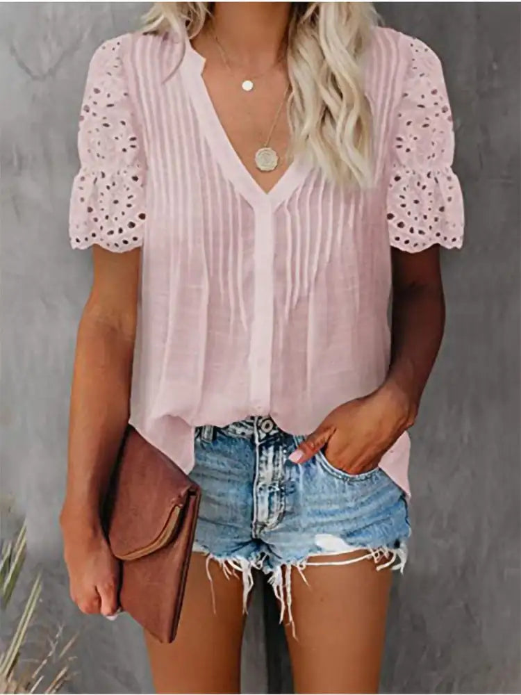 Shirt with Lace and V-neck Emily Pi-Mart