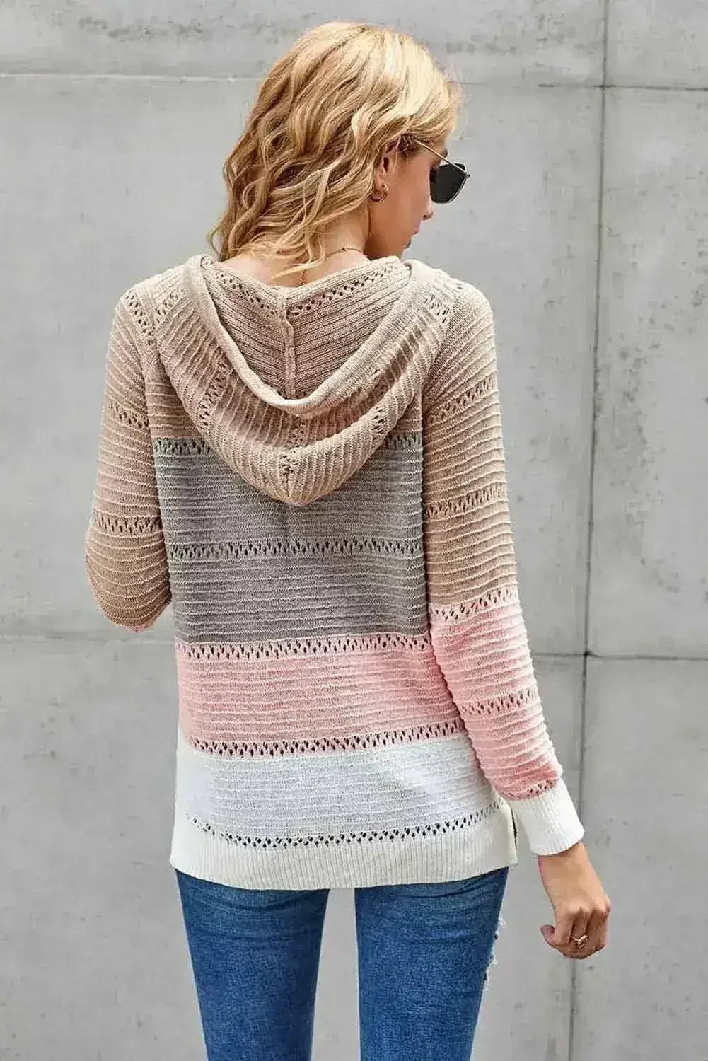 Casual Multicolor Beach Bonfire Knitted Hoodie - SJB-DIAMOND ELITES