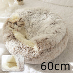 2 In 1 Dog And Cat Bed Pet Winter Bed Round Plush Warm Bed House Soft Long Plush Pets Bed Pi-Mart