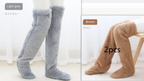 Over Knee High Fuzzy Long Socks Winter Warm Cold Leg Knee Joint Cold-proof Stockings Home Floor Sleeping Socks Pi-Mart