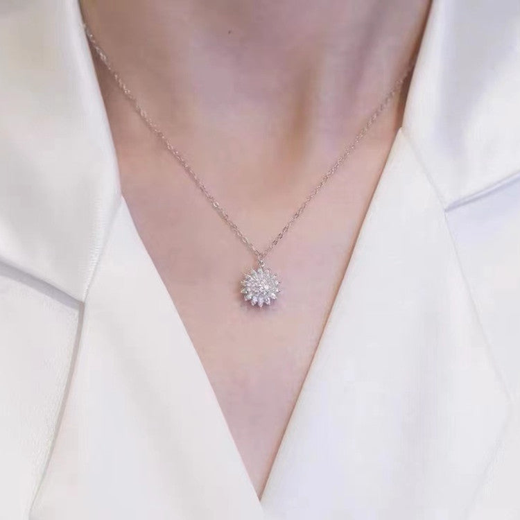 Rotatable Sunflower Necklace Full Of Diamonds Pi-Mart
