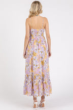 Floral Smocked Back Ruffled Hem Maxi Cami Dress For Summer – Boho Chic, Trendy, Fluttering, Feminine & Effortlessly Stylish Stevvex