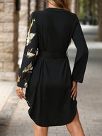 Black Printed Sleeve Mini Dress Elegant & Stylish Dress For Women Special Occasion Dress