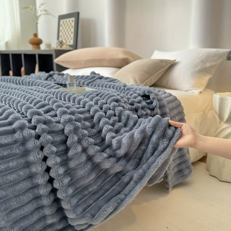 1pc Cozy Double-Sided 3D Rabbit Hair Blanket - Soft, Warm, and Fuzzy for Snuggling Up - Perfect for Office, Outdoor Camping, Sofa, and Gift Giving Lootquake LLC