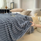 1pc Cozy Double-Sided 3D Rabbit Hair Blanket - Soft, Warm, and Fuzzy for Snuggling Up - Perfect for Office, Outdoor Camping, Sofa, and Gift Giving Lootquake LLC