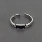 Silver Color Black Stone Ring Pi-Mart