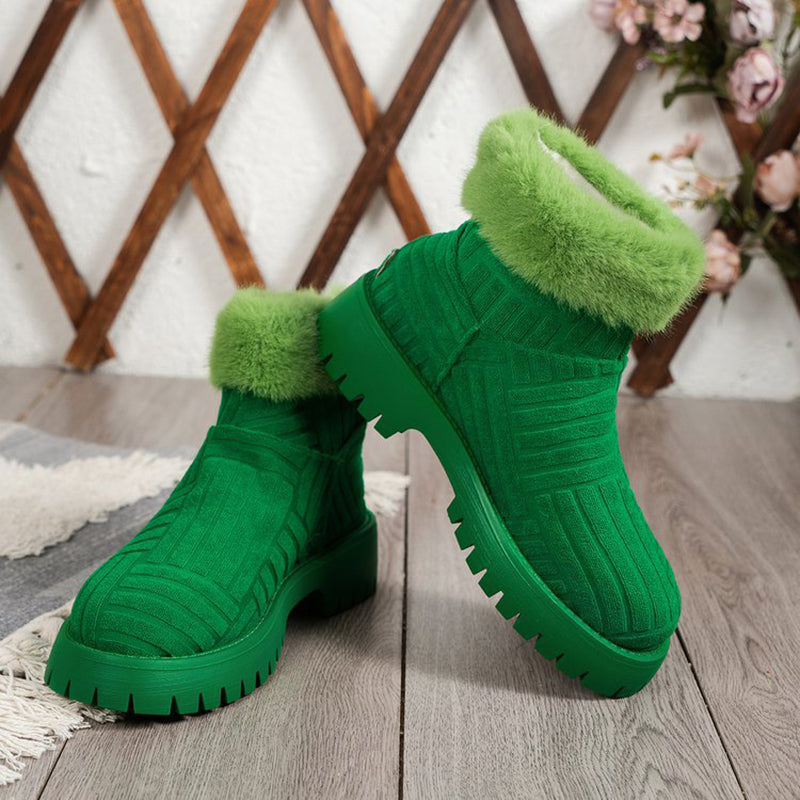 Winter Ankle Boots Fashoin Thick-soled Thickened Snow Boots For Women Plush Shoes Pi-Mart