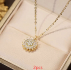 Rotatable Sunflower Necklace Full Of Diamonds Pi-Mart