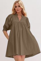 Pink Puff Sleeve Mini Dress Casual and Feminine Dress for Women Simple Classic Summer Dress Stevvex