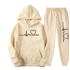 Men's And Women's Fleece-lined Sweater Suit Autumn And Winter Heart Figure Hoodie Lootquake LLC