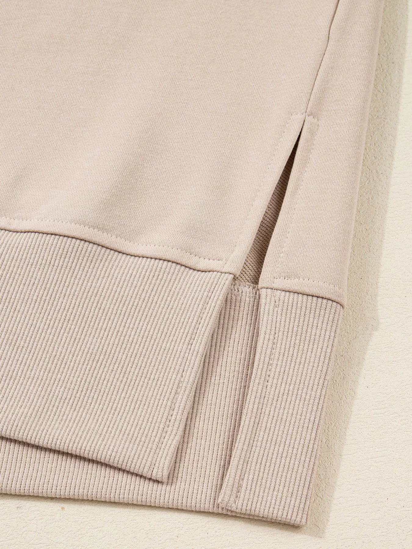 Oversized Slit Sweatshirt and Ribbed Leggings 2pcs Set THRIXINE