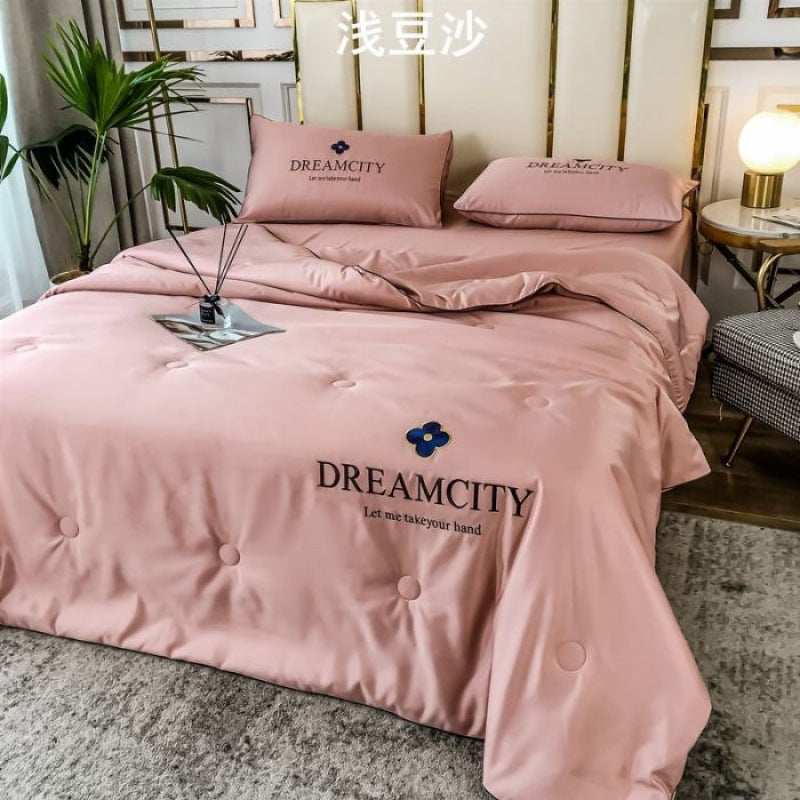 Tencel Summer Cooling Ice Silk Summer Quilt Airable Cover Four-piece Set Pi-Mart