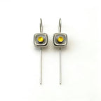 French-Style Vintage Geometric Square Distressed Pearl Earrings Pi-Mart