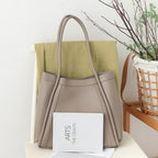 Elegant Large Capacity Tote Bag for Females - Retro Soft PU Shoulder Bucket Bag, Textured Hobo Bag 2 in 1
