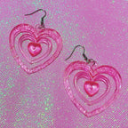 Pink Hollowout Heart Earrings Pi-Mart