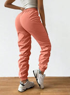 Ladies' Solid Color Ankle Drawstring Details, Casual And Elegant Style Pants