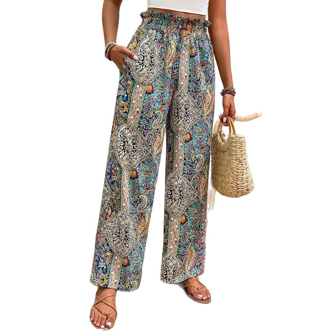 Bohemia Print Fashion Women's Wide-legged Pants Lootquake LLC