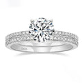 S925 Four-claw Inlaid 12 Karat 7mm Round Zircon Set Ring Pi-Mart