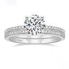 S925 Four-claw Inlaid 12 Karat 7mm Round Zircon Set Ring Pi-Mart