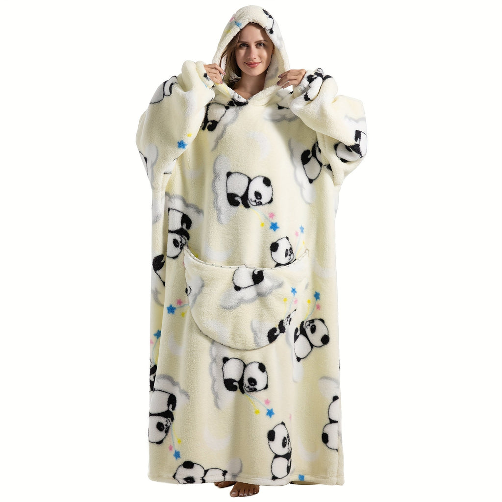 1pc Extra Long Wearable Blanket Hoodie With Sleeves - Ultra Soft, Super Warm, and Cozy Fleece Oversized Hoodie Blanket with Giant Pocket for Snuggling Up - Perfect Gift for Women, Men, and Mom Lootquake LLC