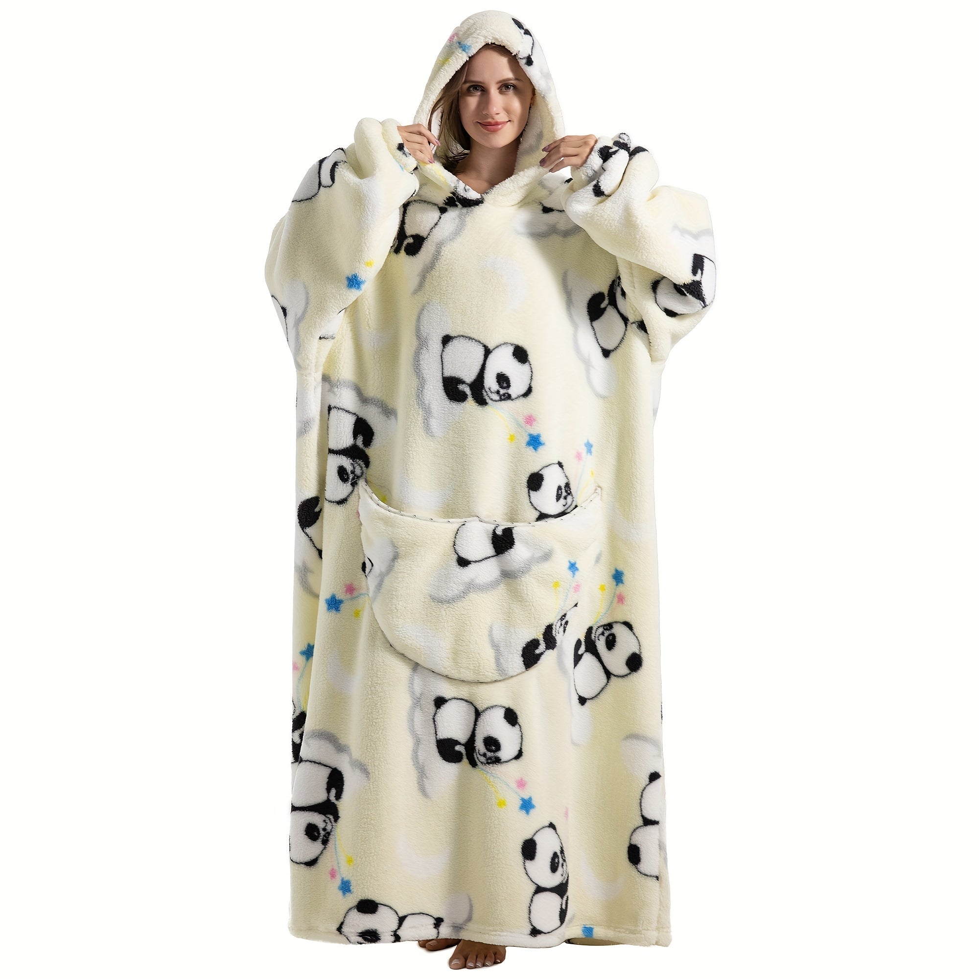 1pc Extra Long Wearable Blanket Hoodie With Sleeves - Ultra Soft, Super Warm, and Cozy Fleece Oversized Hoodie Blanket with Giant Pocket for Snuggling Up - Perfect Gift for Women, Men, and Mom Lootquake LLC