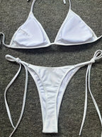 Bikini Leopard Print 2 Piece Swimsuit for Women – High Cut Lace-Up Backless Flattering Bikini Set with Halter Spaghetti Strap – Stretchy Sexy and Stylish Swimwear for Pool Beach and Summer Vacation