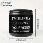 5.3oz Soy Wax Scented Candle with Inspirational Message - "I'm Silent Judging Your Veins for Loving You" - Perfect Appreciation Gift for Nurses, Nursing Students, and Loved Ones on Birthdays, Graduations, or Nurse's Day, Nurs