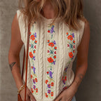 Fashion Floral Embroidered Knitted Vest For Women New Niche Retro Outerwear Sleeveless Top For Women Lootquake LLC