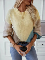 Color Block Round Neck Dropped Shoulder Sweater - SJB-DIAMOND ELITES