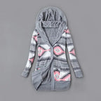 Thick Printed Hooded Knitted Cardigan Jacket Pi-Mart