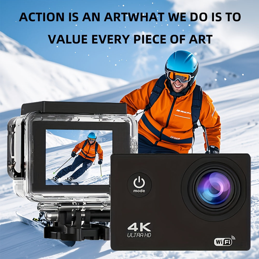 4K WIFI Action Camera: Unleash Your Visual Creativity with 170° Ultra-Wide Angle, Crisp 2" Display, And Ample 32GB Memory. Paired with A Remote Control Accessory Kit for Ultimate Convenience. Father's Day Gift, Capture And S Lootquake LLC