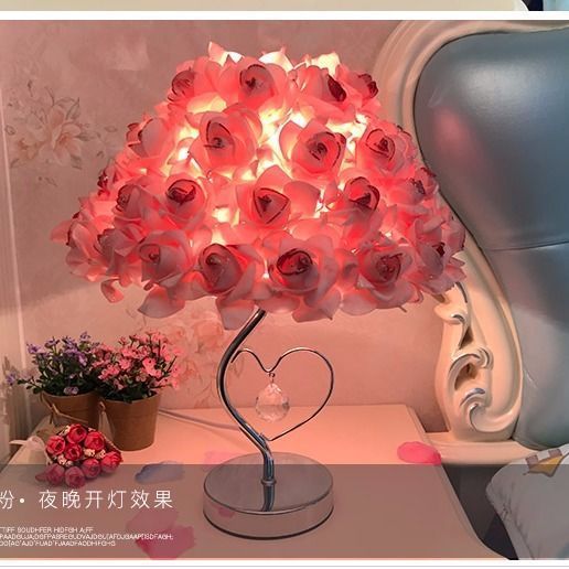 Creative Simple European Table Lamp Bedroom Bedside Rose Pi-Mart