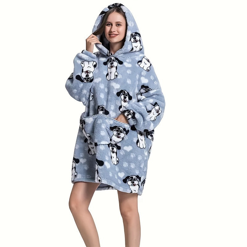 1pc Home Wearable Lazy Blanket Hooded Cold Wear Outdoor Cold Clothes Lazy Sweatshirt Soothing Fleece Thick Robe