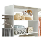306 Closet Organizer System with Closet Shelves Wall Mounted, White Clothing Racks for Hanging Clothes, Clothes Organizer with Closet Drawers, Wooden Wardrobe Closet System with Hanging Rod Pi-Mart