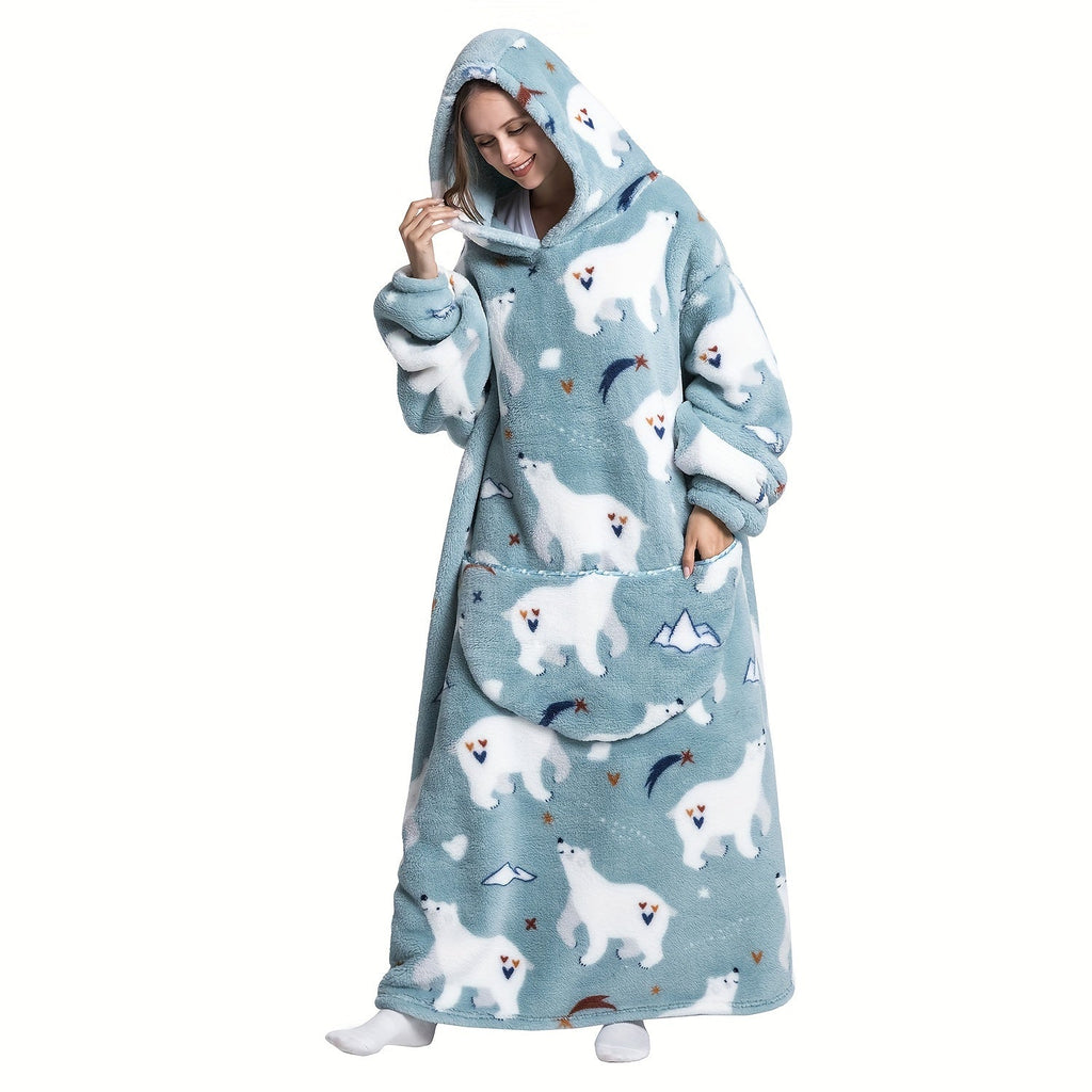 1pc Extra Long Wearable Blanket Hoodie With Sleeves - Ultra Soft, Super Warm, and Cozy Fleece Oversized Hoodie Blanket with Giant Pocket for Snuggling Up - Perfect Gift for Women, Men, and Mom Lootquake LLC