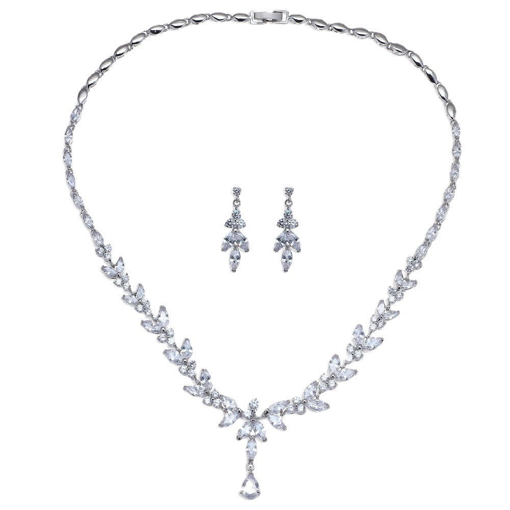 Simple White Bride Zircon Set Women Pi-Mart