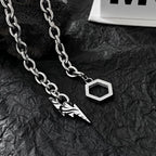 Lightning Hexagon Steel Necklace Pi-Mart
