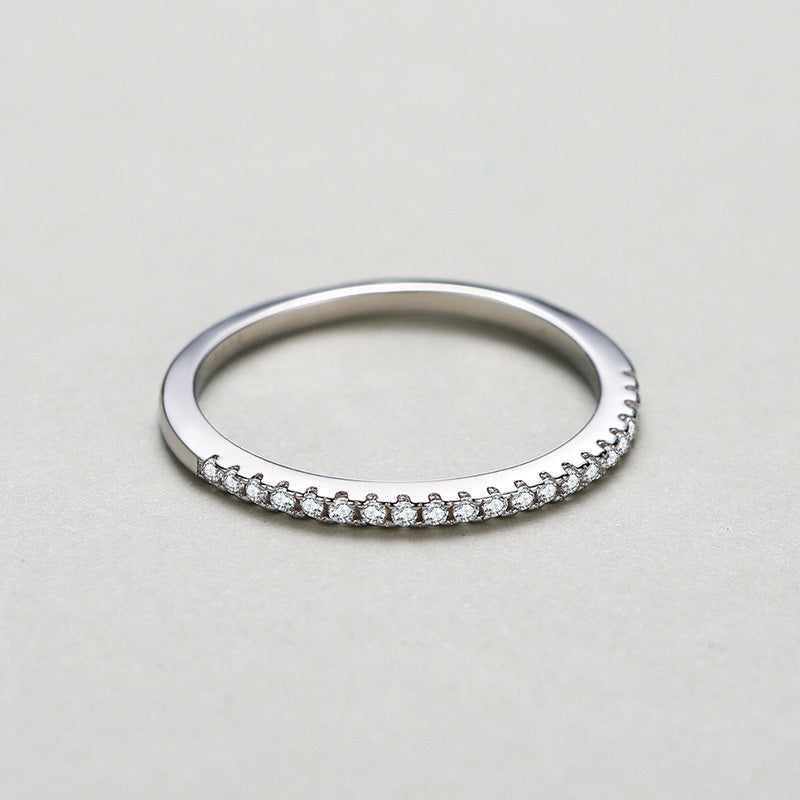 S925 Sterling Silver Light Luxury Row Diamond Ring