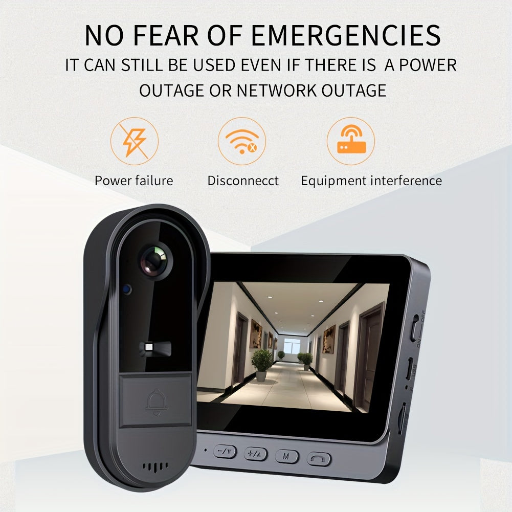 Smart Video Doorbell with HD Camera, Visual Doorbell Camera with 4.3-inch Display, Real-time Indoor Monitoring, Wide Angle, 2-Way Audio, Image & Video Recording, SD Card Local Storage, HD Night Vision, Battery/USB Dual Power, Lootquake LLC