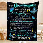 1pc Soft Flannel Butterfly Pattern Envelope Printed Blanket, To My Granddaughter From Grandma Throw Blanket for Couch Bed Sofa Office Car Camping, One For All Seasons