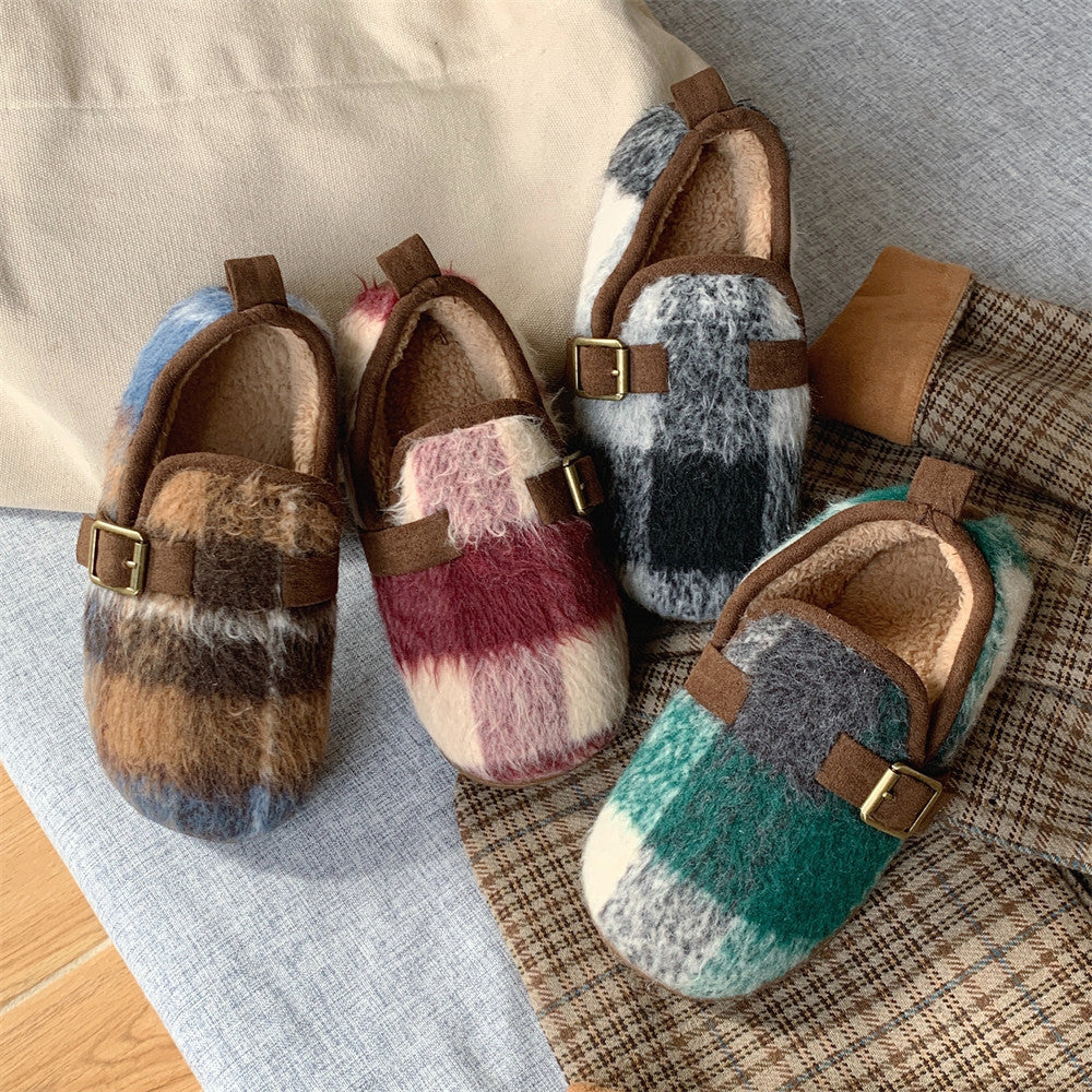 Women's Retro Plaid Cotton Slippers Pi-Mart