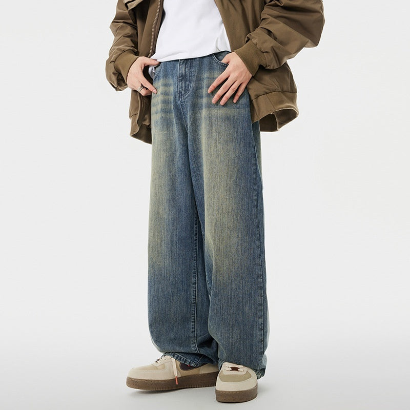 Men's Worn Looking Washed-out Loose Straight All-matching Jeans Lootquake LLC