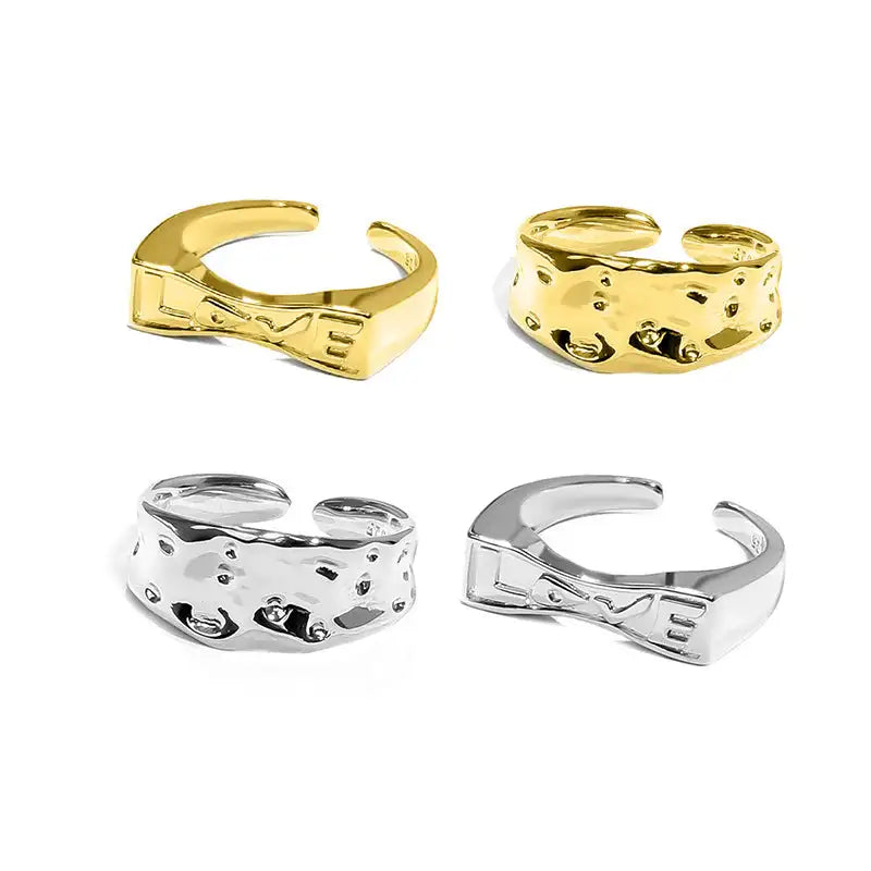 Irregular Texture Letter Open Ring Simple Bracelet